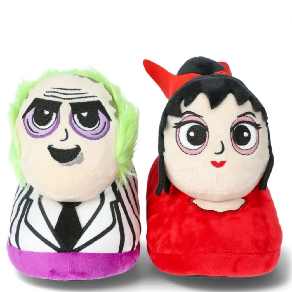 Plush Character Slippers - Black, Red, Green, Purple